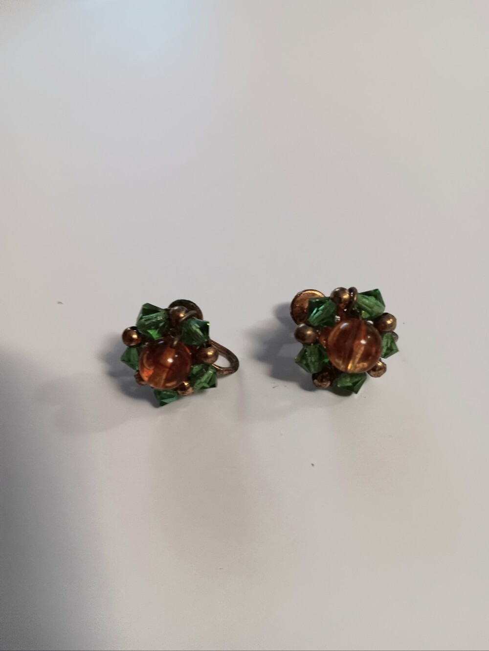 Vintage 1950s -1960s Screwback Amber Color Earrings